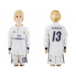 Real Madrid #13 K.Casilla Home Long Sleeves Kid Soccer Club Jersey