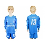 Real Madrid #13 K.Casilla Sky Blue Goalkeeper Long Sleeves Kid Soccer Club Jersey