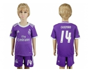 Real Madrid #14 Casemiro Away Kid Soccer Club Jersey1