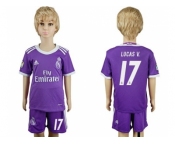 Real Madrid #17 Lucas V. Away Kid Soccer Club Jersey2