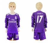 Real Madrid #17 Lucas V. Away Long Sleeves Kid Soccer Club Jersey