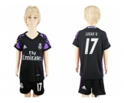 Real Madrid #17 Lucas V. Black Kid Soccer Club Jersey