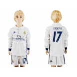 Real Madrid #17 Lucas V. Home Long Sleeves Kid Soccer Club Jersey