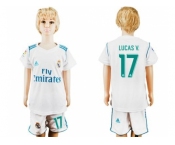 Real Madrid #17 Lucas V. White Home Kid Soccer Club Jersey