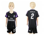 Real Madrid #2 Carvajal Black Kid Soccer Club Jersey