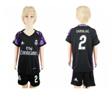 Real Madrid #2 Carvajal Black Kid Soccer Club Jersey