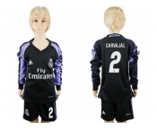 Real Madrid #2 Carvajal Sec Away Long Sleeves Kid Soccer Club Jersey