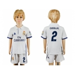 Real Madrid #2 Carvajal White Home Kid Soccer Club Jersey1