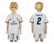 Real Madrid #2 Carvajal White Home Kid Soccer Club Jersey1