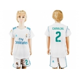 Real Madrid #2 Carvajal White Home Kid Soccer Club Jersey