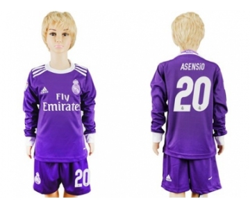 Real Madrid #20 Asensio Away Long Sleeves Kid Soccer Club Jersey