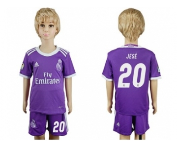 Real Madrid #20 Jese Away Kid Soccer Club Jersey