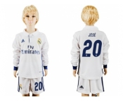 Real Madrid #20 Jese Home Long Sleeves Kid Soccer Club Jersey