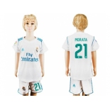 Real Madrid #21 Morata White Home Kid Soccer Club Jersey