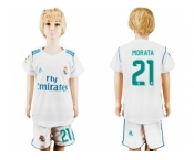 Real Madrid #21 Morata White Home Kid Soccer Club Jersey