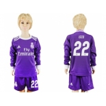 Real Madrid #22 Isco Away Long Sleeves Kid Soccer Club Jersey