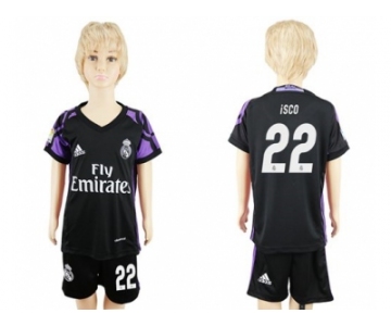 Real Madrid #22 Isco Black Kid Soccer Club Jersey