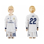 Real Madrid #22 Isco Home Long Sleeves Kid Soccer Club Jersey