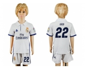 Real Madrid #22 Isco White Home Kid Soccer Club Jersey1