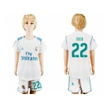 Real Madrid #22 Isco White Home Kid Soccer Club Jersey