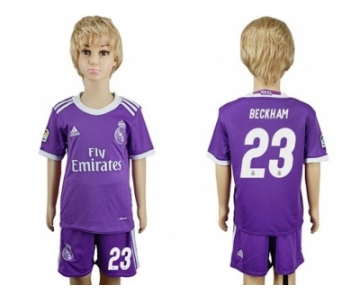 Real Madrid #23 Beckham Away Kid Soccer Club Jersey