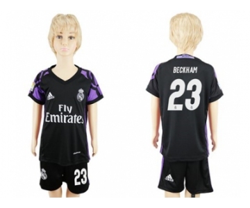 Real Madrid #23 Beckham Black Kid Soccer Club Jersey