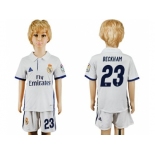 Real Madrid #23 Beckham White Home Kid Soccer Club Jersey