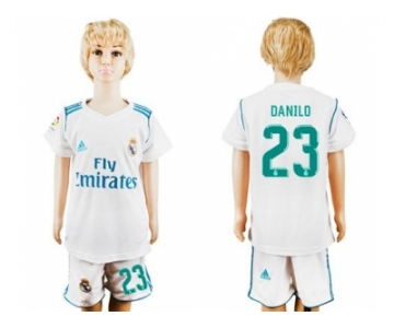 Real Madrid #23 Danilo White Home Kid Soccer Club Jersey