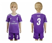 Real Madrid #3 Pepe Away Kid Soccer Club Jersey1