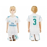 Real Madrid #3 Pepe White Home Kid Soccer Club Jersey