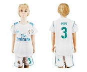 Real Madrid #3 Pepe White Home Kid Soccer Club Jersey