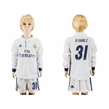 Real Madrid #31 R.Yanez Home Long Sleeves Kid Soccer Club Jersey