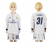 Real Madrid #31 R.Yanez Home Long Sleeves Kid Soccer Club Jersey