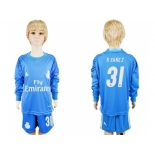 Real Madrid #31 R.Yanez Sky Blue Goalkeeper Long Sleeves Kid Soccer Club Jerse