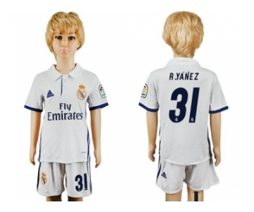 Real Madrid #31 R.Yanez White Home Kid Soccer Club Jersey1