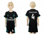 Real Madrid #4 Sergio Ramos Away Kid Soccer Club Jersey1