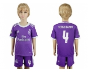 Real Madrid #4 Sergio Ramos Away Kid Soccer Club Jersey2