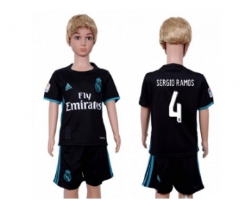 Real Madrid #4 Sergio Ramos Away Kid Soccer Club Jersey