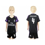 Real Madrid #4 Sergio Ramos Black Kid Soccer Club Jersey