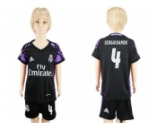 Real Madrid #4 Sergio Ramos Black Kid Soccer Club Jersey