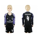 Real Madrid #4 Sergio Ramos Sec Away Long Sleeves Kid Soccer Club Jersey