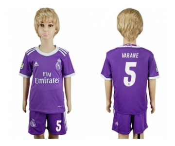 Real Madrid #5 Varane Away Kid Soccer Club Jersey1