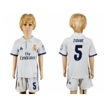 Real Madrid #5 Zidane White Home Kid Soccer Club Jersey1