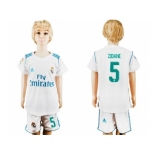 Real Madrid #5 Zidane White Home Kid Soccer Club Jersey