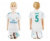 Real Madrid #5 Zidane White Home Kid Soccer Club Jersey