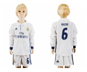 Real Madrid #6 Nacho Home Long Sleeves Kid Soccer Club Jersey