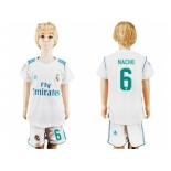 Real Madrid #6 Nacho White Home Kid Soccer Club Jersey