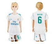 Real Madrid #6 Nacho White Home Kid Soccer Club Jersey