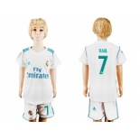 Real Madrid #7 Raul White Home Kid Soccer Club Jersey