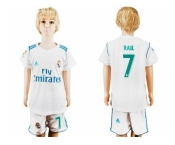 Real Madrid #7 Raul White Home Kid Soccer Club Jersey